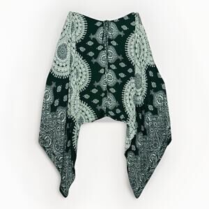 Kathmandu Imports Drawstring Harem Hippie Pants Green Bandana Nepal Festival O/S